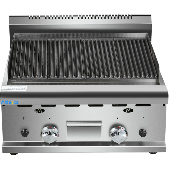 Commercial Gas Lava Rock Grill 2 Zones Countertop | Hgl607