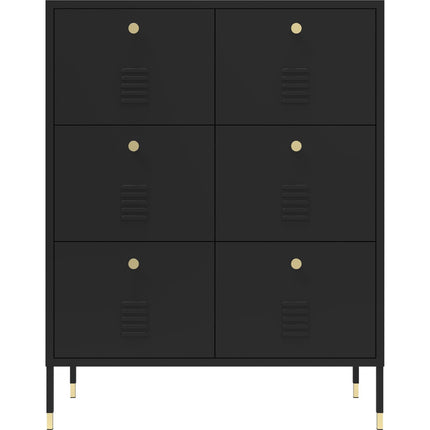 Metal Storage Cabinet 6 Drawers 800x400x1015mm Black |  Hma13