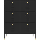 Metal Storage Cabinet 6 Drawers 800x400x1015mm Black |  Hma13