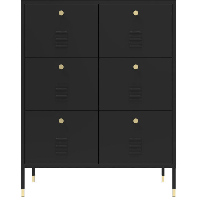 Metal Storage Cabinet 6 Drawers 800x400x1015mm Black |  Hma13