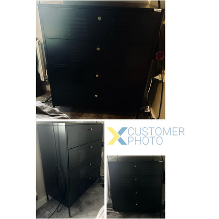 Metal Storage Cabinet 4 Drawers 800x400x1015mm Black |  Hma14