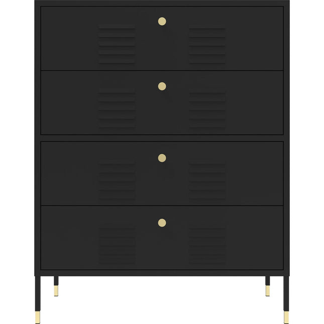 Metal Storage Cabinet 4 Drawers 800x400x1015mm Black |  Hma14