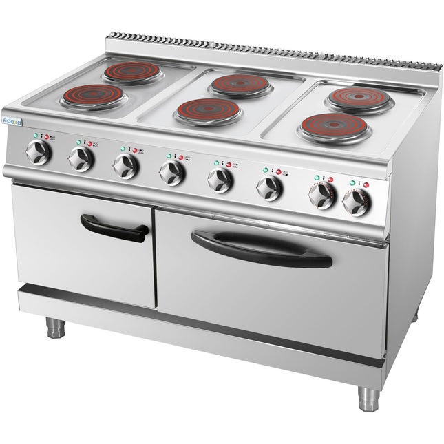 Commercial Electric Cooker 6 Burners (6x2000 W) With Electric Oven (4800 W) 1050x700x920xmm 380 V |  Hrq762 A