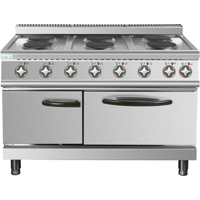 Commercial Electric Cooker 6 Burners (6x2000 W) With Electric Oven (4800 W) 1050x700x920xmm 380 V |  Hrq762 A