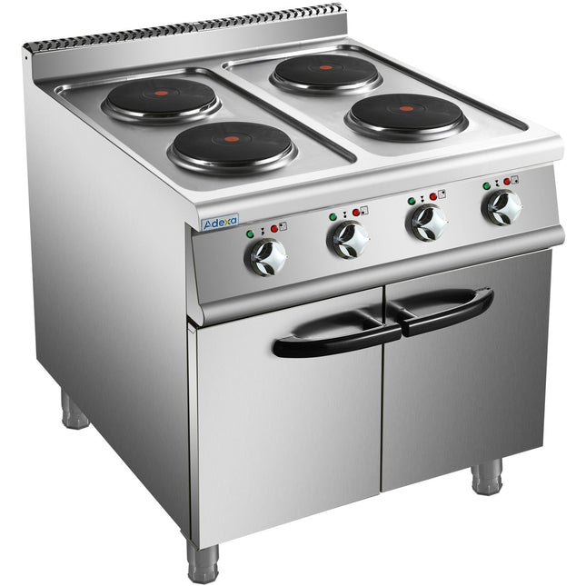 Commercial Electric Cooker 4 Burners With Cabinet Base 8k W 700mm Depth |  Hrq712