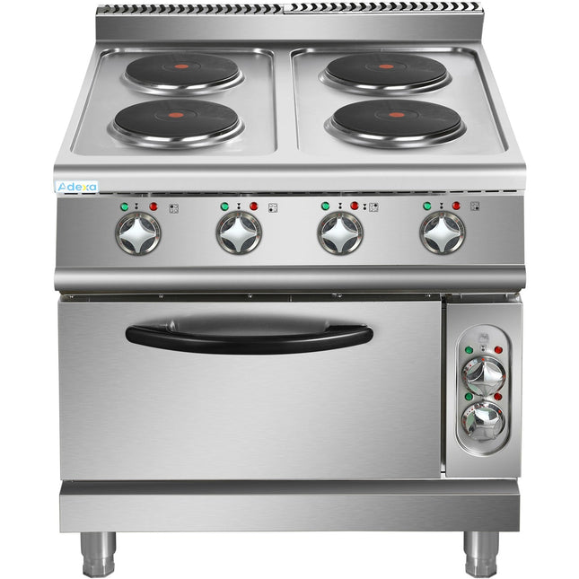 Commercial Electric Cooker 4 Burners With Electric Oven 10.4k W+4.8k W 900mm Depth |  Hrq912 A
