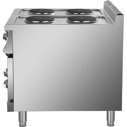 Commercial Electric Cooker 4 Burners With Electric Oven 10.4k W+4.8k W 900mm Depth |  Hrq912 A
