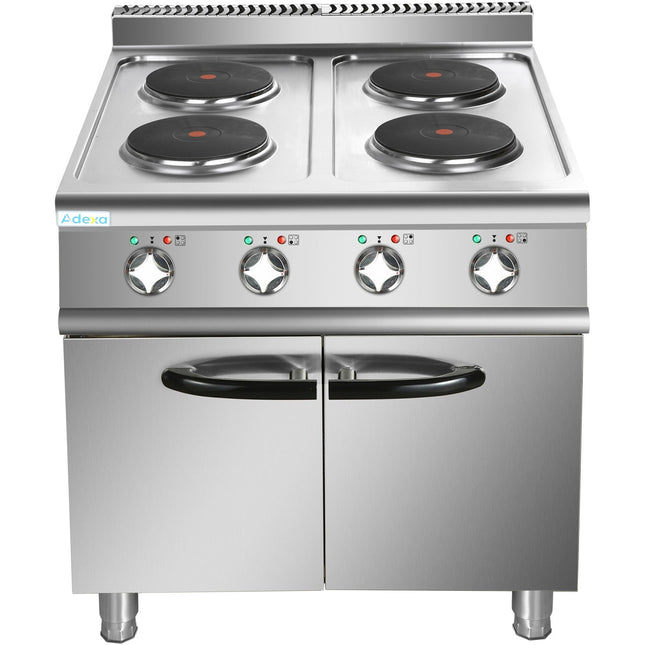 Commercial Electric Cooker 4 Burners With Cabinet Base 10.4k W 900mm Depth |  Hrq912