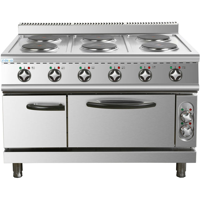Commercial Electric Cooker 6 Burners With Electric Oven 15.6k W+4.8k W 900mm Depth |  Hrq962 A