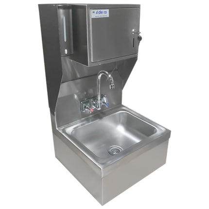 Wall Mounted Hand Sink With Faucet &Amp; Automatic Soap Dispenser &Amp; Paper Towel Dispenser Side Splash Stainless Steel | Hs17 Fsdtdusp