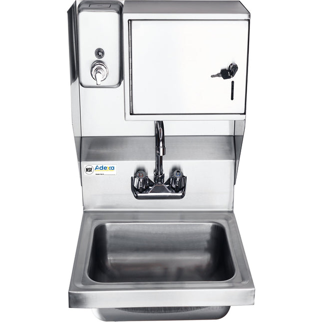Wall Mounted Hand Sink With Faucet &Amp; Automatic Soap Dispenser &Amp; Paper Towel Dispenser Side Splash Stainless Steel |  Hs17 Sdtd