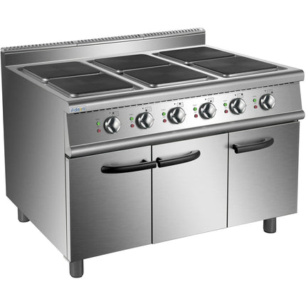 Commercial Electric Cooker 6 Square Burners With Cabinet Base 900mm Depth |  Hsq962 C