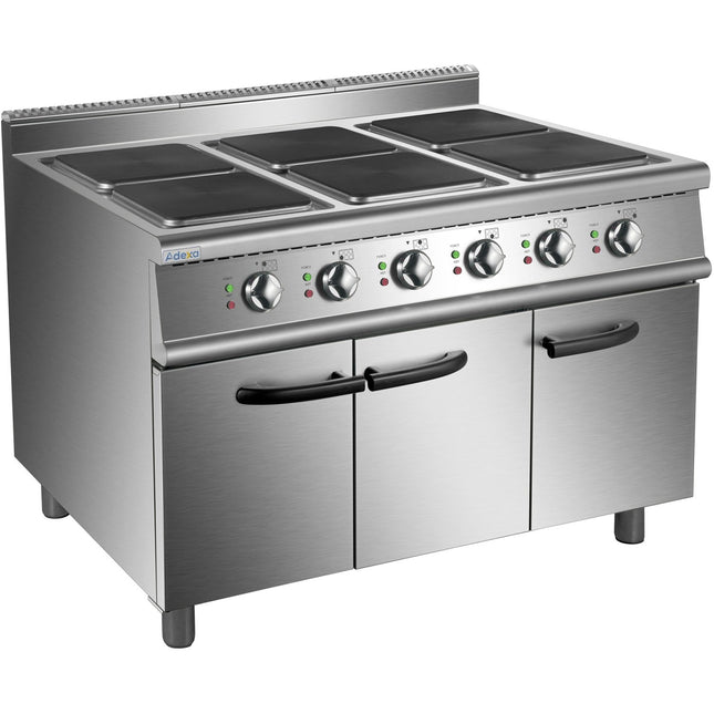 Commercial Electric Cooker 6 Square Burners With Cabinet Base 900mm Depth |  Hsq962 C