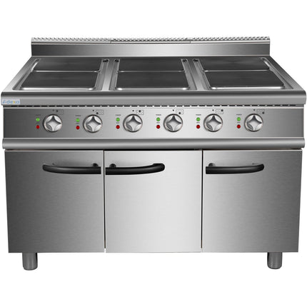 Commercial Electric Cooker 6 Square Burners With Cabinet Base 900mm Depth |  Hsq962 C
