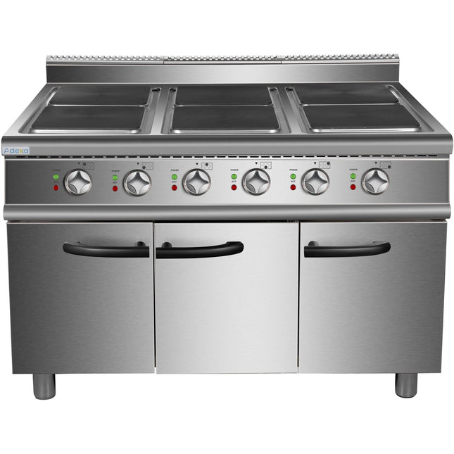 Commercial Electric Cooker 6 Square Burners With Cabinet Base 900mm Depth |  Hsq962 C