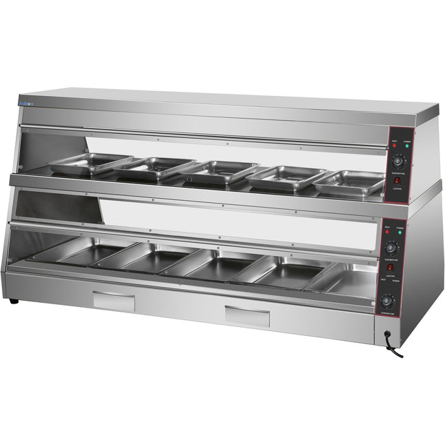 Commercial Two Tier Heated Showcase Food And Chicken Warmer 1500x760x860mm Countertop Dry Heat And Wet Heat |  Hw6 Pa