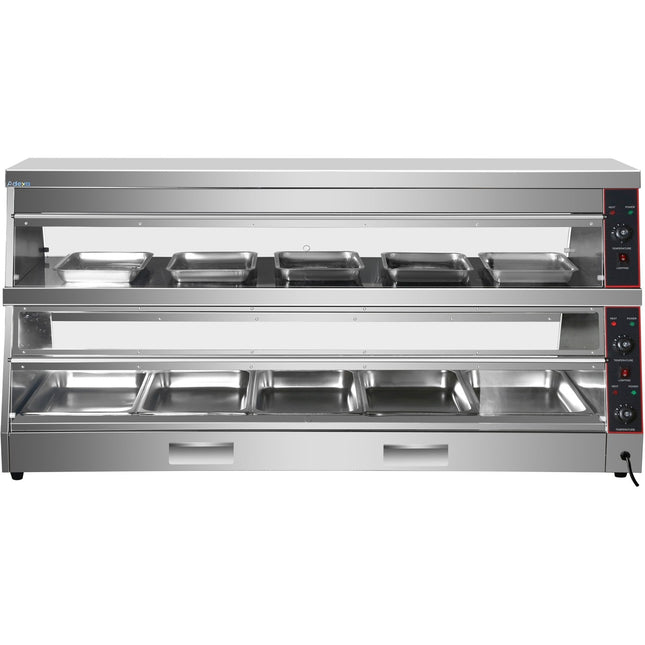 Commercial Two Tier Heated Showcase Food And Chicken Warmer 1500x760x860mm Countertop Dry Heat And Wet Heat |  Hw6 Pa