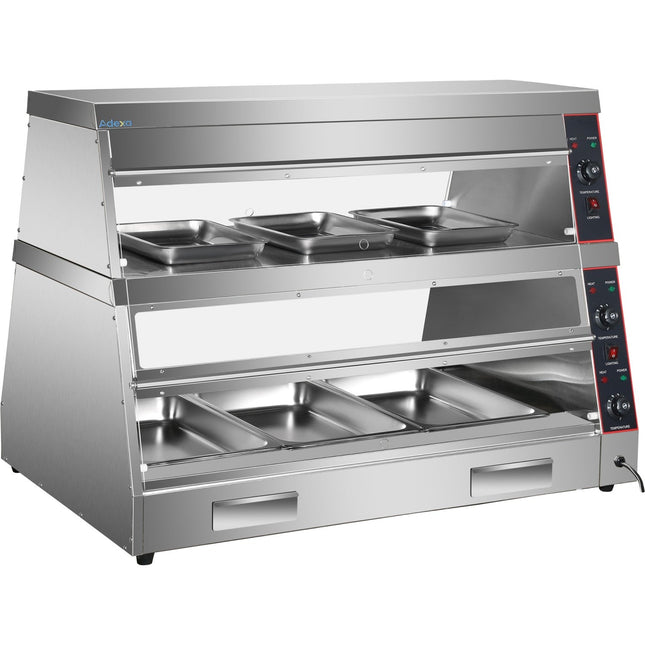 Commercial Two Tier Heated Showcase Food And Chicken Warmer 1200x760x860mm Countertop Dry Heat And Wet Heat |  Hw6 Pb