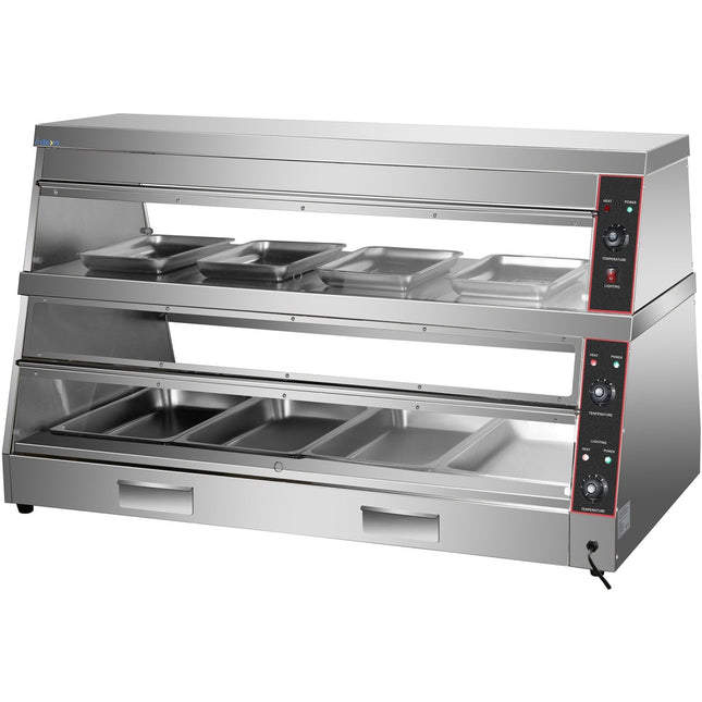 Commercial Two Tier Heated Showcase Food And Chicken Warmer 1500x760x860mm Countertop Dry Heat And Wet Heat |  Hw6 P
