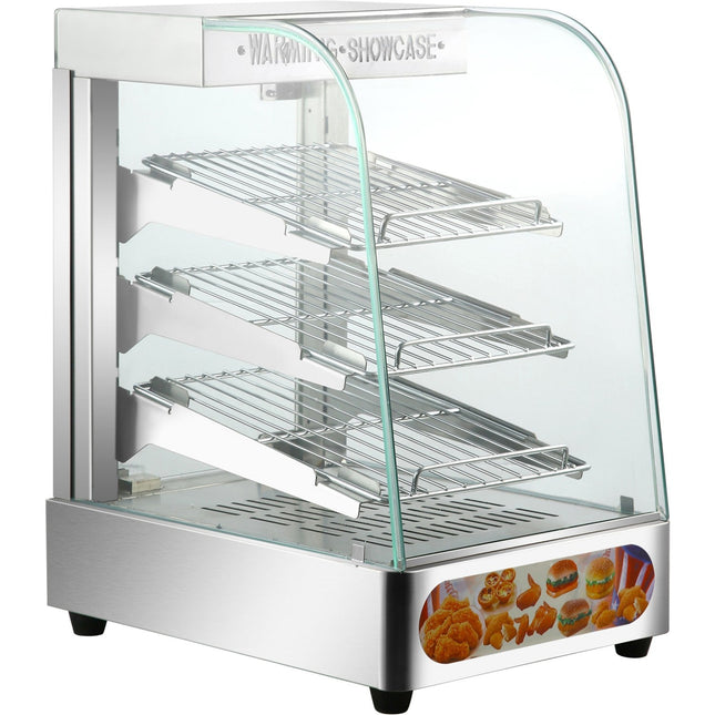 Commercial Hot Display Food Warmer Countertop 3 Shelves 350x455x580mm |  Hw861