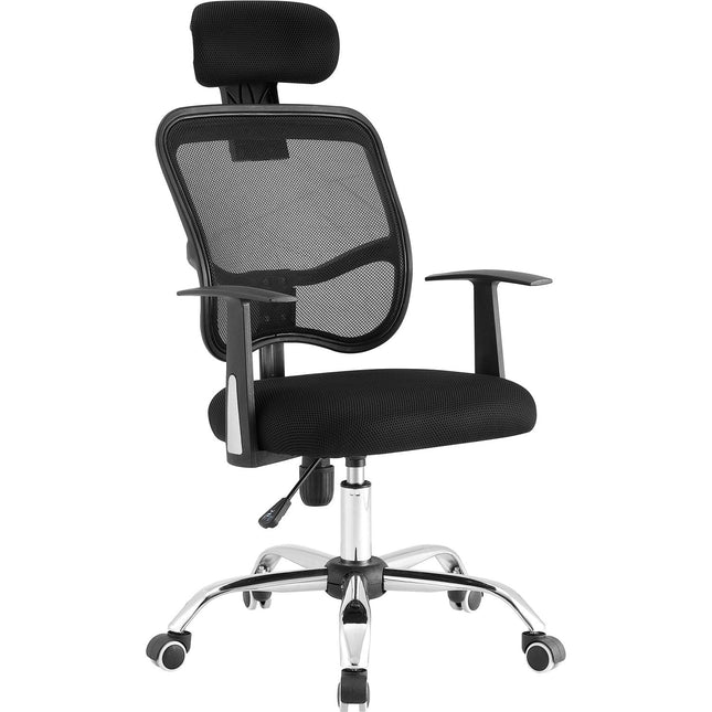Mesh Office Chair With Headrest Black &Amp; Chrome |  Hy804