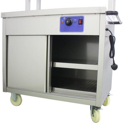 Mobile Flat Top Hot Cupboard With 2 Tier Heated Gantry 900mm | Hyh09 Hd