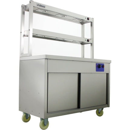 Mobile Flat Top Hot Cupboard With 2 Tier Heated Gantry 1200mm |  Hyh12 Hd
