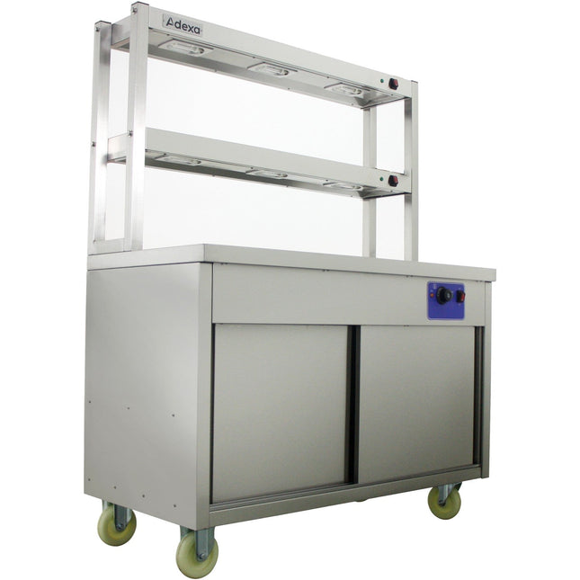 Mobile Flat Top Hot Cupboard With 2 Tier Heated Gantry 1200mm |  Hyh12 Hd