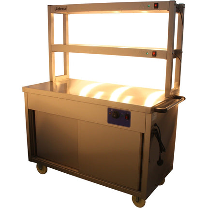 Mobile Flat Top Hot Cupboard With 2 Tier Heated Gantry 1200mm |  Hyh12 Hd