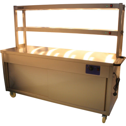 Mobile Flat Top Hot Cupboard With 2 Tier Heated Gantry 1800mm |  Hyh18 Hd