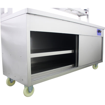 Mobile Flat Top Hot Cupboard With 2 Tier Heated Gantry 1800mm |  Hyh18 Hd