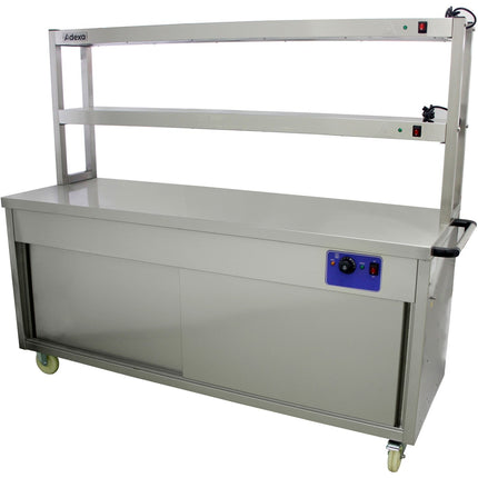 Mobile Flat Top Hot Cupboard With 2 Tier Heated Gantry 1800mm |  Hyh18 Hd