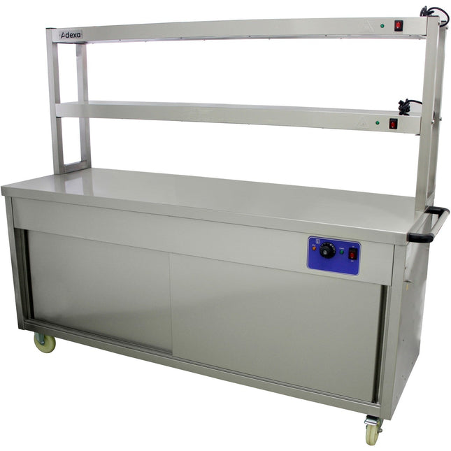 Mobile Flat Top Hot Cupboard With 2 Tier Heated Gantry 1800mm |  Hyh18 Hd