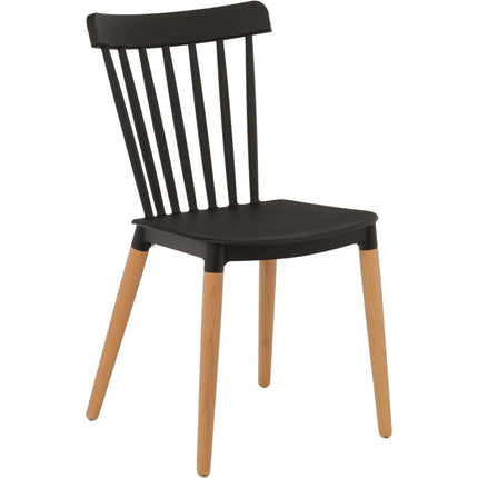 Bistro Dining Chair Straight Back Pp Seat With Beech Wood Legs Black |  Hyw01