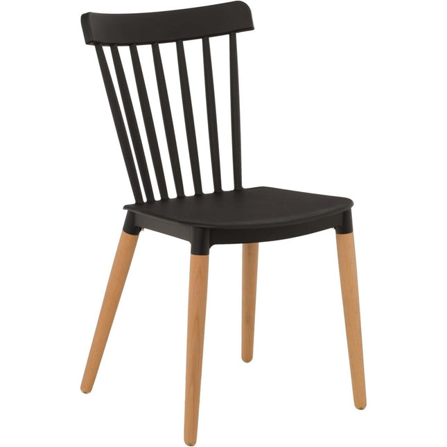 Bistro Dining Chair Straight Back Pp Seat With Beech Wood Legs Black |  Hyw01