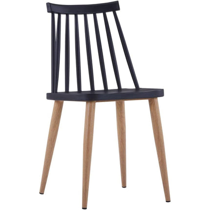 Bistro Dining Chair Straight Back Pp Seat With Metal Legs Black |  Hyw02