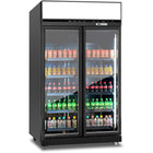Commercial Top Mounted Upright Display Freezer With Double Glass Door 985 Litres Black |  Kld1253 Black