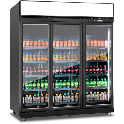 Commercial Display Refrigerator With Triple Glass Door &Amp; Canopy 1530 Litres Black |  Klg1880