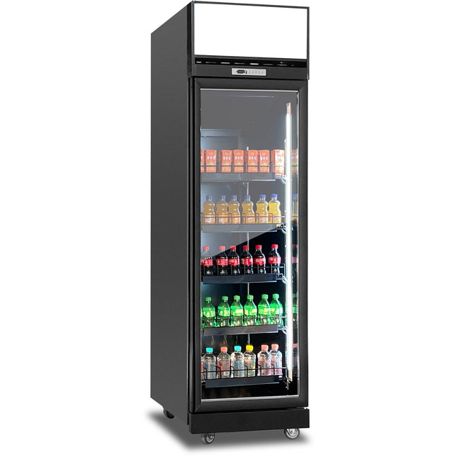 Commercial Display Refrigerator With Glass Door &Amp; Canopy 600 Litres Black |  Klg750