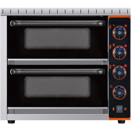Commercial Double Pizza Oven Electric 2 Chamber 420x400 Mechanical Controls 3k W | Kngep04