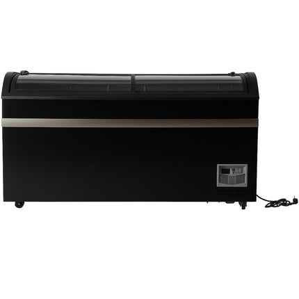 Commercial Horizontal Display Freezer With Shelves 580 Litres 2 Glass Doors 1500x850x880mm Ventilated Cooling Automatic Defrost | Kobe222