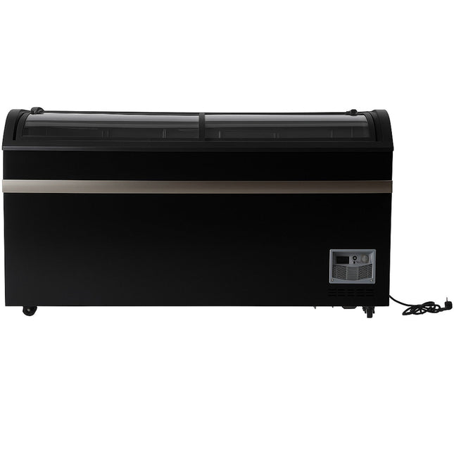 Commercial Horizontal Display Freezer With Shelves 550 Litres 2 Glass Doors 1500x850x850mm Ventilated Cooling Automatic Defrost | Kobe218