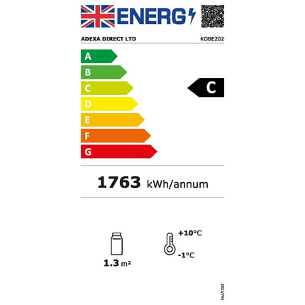 Commercial Upright Display Refrigerator 1035 Litres 2 Glass Doors 5 Shelves Ventilated Cooling 1250x740x2100mm | Kobe202