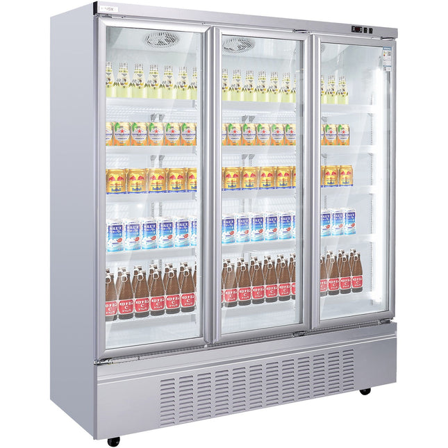 Commercial Upright Display Refrigerator 1575 Litres 3 Glass Doors 5 Shelves Ventilated Cooling 1875x740x2100mm | Kobe204