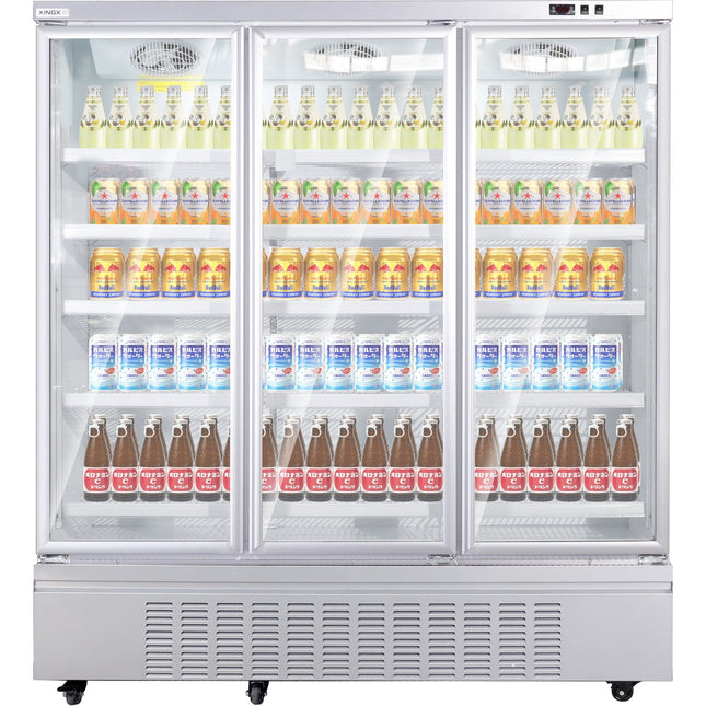 Commercial Upright Display Refrigerator 1575 Litres 3 Glass Doors 5 Shelves Ventilated Cooling 1875x740x2100mm | Kobe204