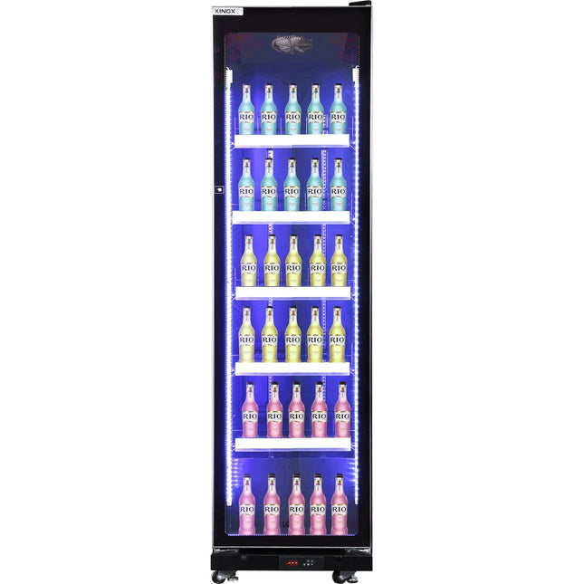 Commercial Upright Display Refrigerator 390 Litres Single Glass Door 5 Shelves Ventilated Cooling 600x635x1985mm | Kobe210
