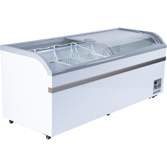 Commercial Horizontal Display Freezer 700 Litres 2 Glass Doors 6 Shelves 2000x757x858mm Ventilated Cooling | Kobe216