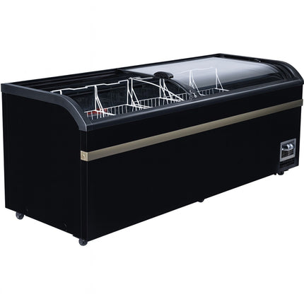 Commercial Horizontal Display Freezer With Shelves 780 Litres 2 Glass Doors 1900x850x880mm Ventilated Cooling Automatic Defrost | Kobe224