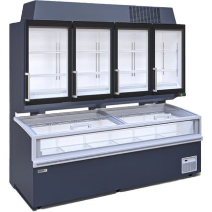 Commercial Showcase Display Freezer With Shelves 494 Litres 3 Glass Doors 2000x780x2280mm Ventilated Cooling Automatic Defrost | Kobe226