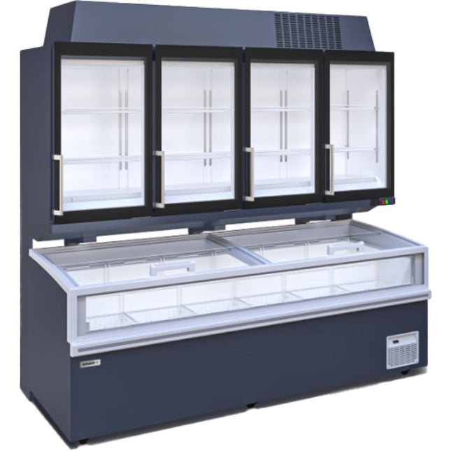 Commercial Showcase Display Freezer With Shelves 494 Litres 3 Glass Doors 2000x780x2280mm Ventilated Cooling Automatic Defrost | Kobe226
